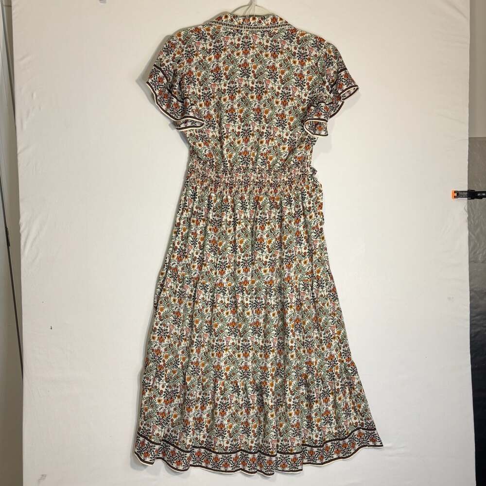 Max Studio London Floral Print Tiered Midi Dress with Flutter Sleeves Size M - Picture 7 of 12